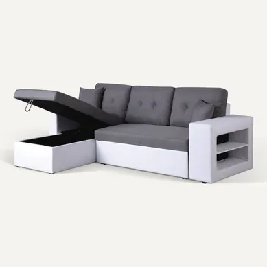 Canapé D'angle Convertible/réversible "axel" - 3 Places - Blanc/gris Canapé D'angle Convertible/réversible "axel" - 3 Places - Blanc/gris