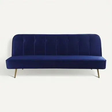 Canapé Clic Clac En Velours "james" - 180 X  83 X 75 Cm - 3 Places - Bleu Foncé