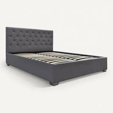Lit Double Avec Coffre "tino" - 180 X 200 Cm - Gris Lit Double Avec Coffre "tino" - 180 X 200 Cm - Gris