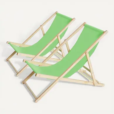 Lot De 2 Transats En Bois "chilienne" - 107 X 56.5 X 81 Cm - Vert