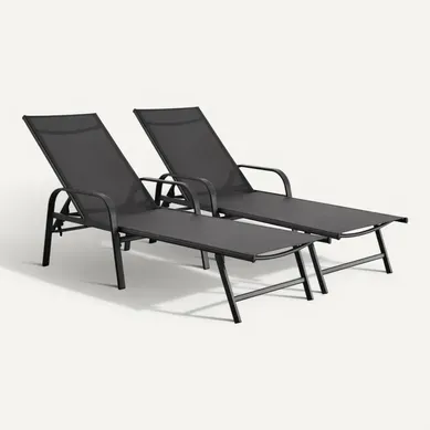 Lot De 2 Bains De Soleil En Métal "farniente"- Gris