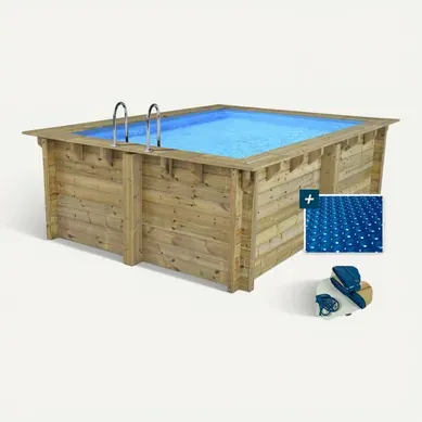 Piscine Bois Rectangle " Caimans 120 " - 4.10 X 3.00 X 1.24 M + Bâche À Bulles 180 Μ - Bâche Hiver Piscine Bois Rectangle " Caimans 120 " - 4.10 X 3.00 X 1.24 M + Bâche À Bulles 180 Μ - Bâche Hiver
