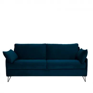 Lunery - Canapé 4 Places Convertible En Velours Pieds épingles Noirs - Bleu Marine Lunery - Canapé 4 Places Convertible En Velours Pieds épingles Noirs - Bleu Marine