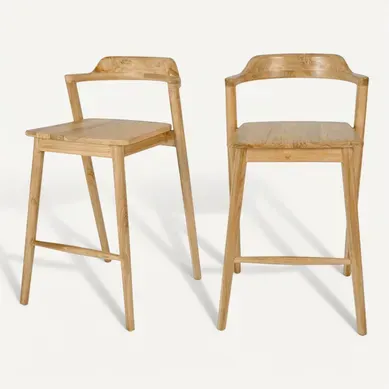 Joko - Lot De 2 Chaises De Bar En Teck H65cm - Bois