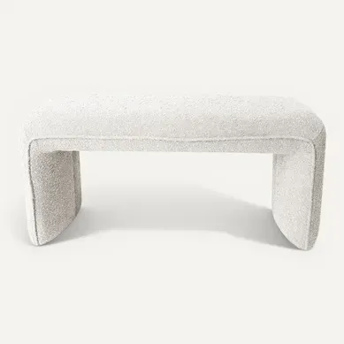 Full - Banc Rembourré En Tissu Bouclette L100cm - Blanc Full - Banc Rembourré En Tissu Bouclette L100cm - Blanc