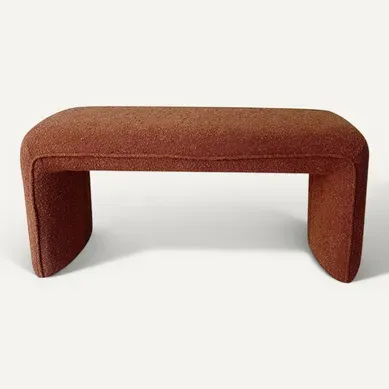 Full - Banc Rembourré En Tissu Bouclette L100cm - Rouille Full - Banc Rembourré En Tissu Bouclette L100cm - Rouille