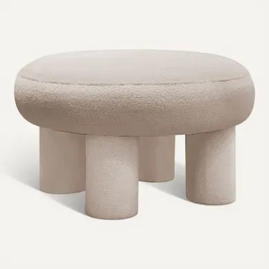 Bloomi - Tabouret Rond XL En Tissu Bouclette D.60cm - Crème