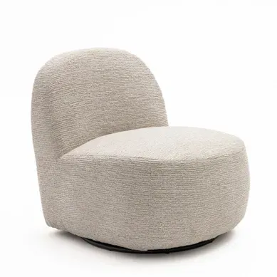 Groovy - Fauteuil Pivotant En Tissu Chenille Côtelé - écru Groovy - Fauteuil Pivotant En Tissu Chenille Côtelé - écru