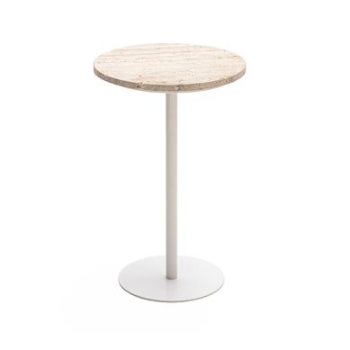 Rito - Table D'appoint En Métal Et Travertin D.35cm - Beige Rito - Table D'appoint En Métal Et Travertin D.35cm - Beige