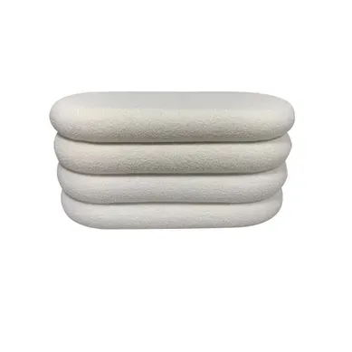 Miro - Banc Coffre En Tissu Bouclette L85cm - Blanc