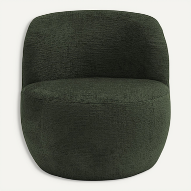 Mo - Fauteuil Rond En Tissu Chenille - Vert Kaki Mo - Fauteuil Rond En Tissu Chenille - Vert Kaki