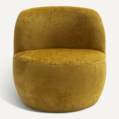 Mo - Fauteuil Rond En Tissu Chenille - Jaune Moutarde Mo - Fauteuil Rond En Tissu Chenille - Jaune Moutarde