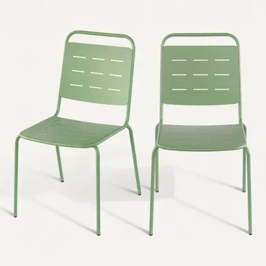 Aria - Lot De 4 Chaises De Jardin En Métal - Vert Aria - Lot De 4 Chaises De Jardin En Métal - Vert