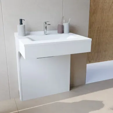 Meuble Simple Vasque Pmr Epure 70 Cm - Blanc Meuble Simple Vasque Pmr Epure 70 Cm - Blanc