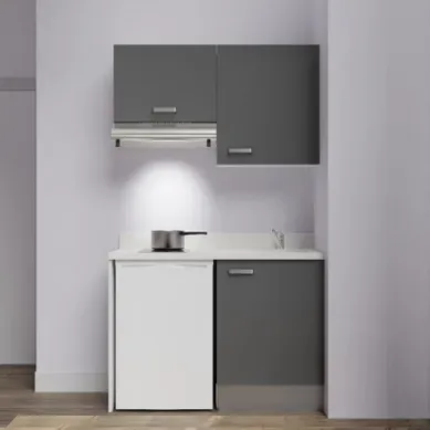 Kitchenette K01 - Gris - Plan Monobloc Snova évier À Droite Kitchenette K01 - Gris - Plan Monobloc Snova évier À Droite
