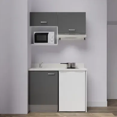 Kitchenette K02 - Gris - Plan Monobloc Snova évier À Gauche Kitchenette K02 - Gris - Plan Monobloc Snova évier À Gauche