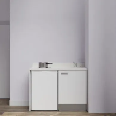 Kitchenette K08 - Blanc - Plan Monobloc Snova évier à Droite Kitchenette K08 - Blanc - Plan Monobloc Snova évier à Droite