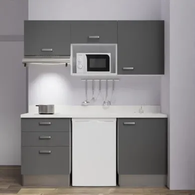 Kitchenette K20 - Gris - Plan Monobloc Snova évier À Droite Kitchenette K20 - Gris - Plan Monobloc Snova évier À Droite