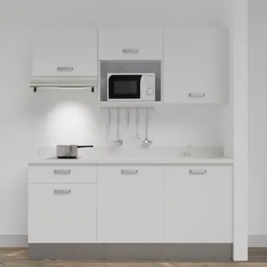 Kitchenette K30 - Blanc - Plan Monobloc Snova évier à Droite Kitchenette K30 - Blanc - Plan Monobloc Snova évier à Droite