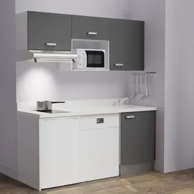 Kitchenette K55 - Gris - Plan Monobloc Snova évier à Droite Kitchenette K55 - Gris - Plan Monobloc Snova évier à Droite
