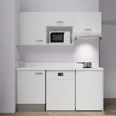 Kitchenette K55 - Blanc - Plan Monobloc Snova évier à Gauche Kitchenette K55 - Blanc - Plan Monobloc Snova évier à Gauche
