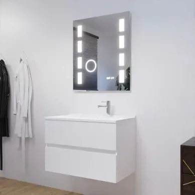 Meuble Salle De Bain 80 Cm Rosaly Avec Plan Vasque Et Miroir Excell Plus- Blanc- Résine Meuble Salle De Bain 80 Cm Rosaly Avec Plan Vasque Et Miroir Excell Plus- Blanc- Résine