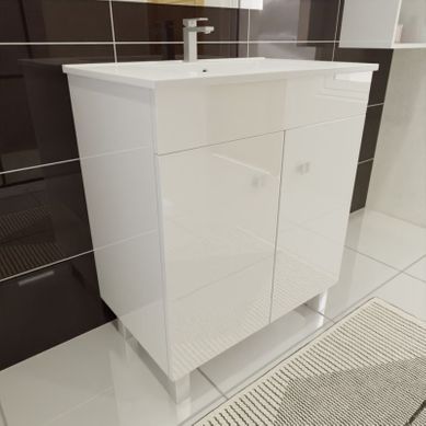 Meuble Salle De Bain Sur Pieds Ecoline 70 Cm - Blanc Meuble Salle De Bain Sur Pieds Ecoline 70 Cm - Blanc
