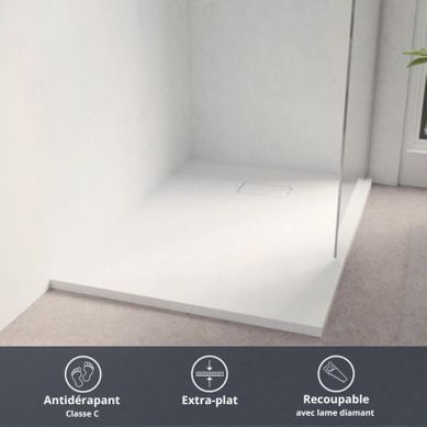 Receveur De Douche 120x80 Cm Extra Plat - Saphir- Blanc Receveur De Douche 120x80 Cm Extra Plat - Saphir- Blanc