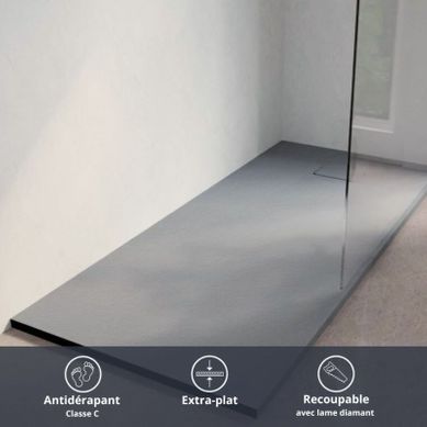 Receveur De Douche 170x80 Cm Extra Plat - Saphir- Gris Ciment Receveur De Douche 170x80 Cm Extra Plat - Saphir- Gris Ciment
