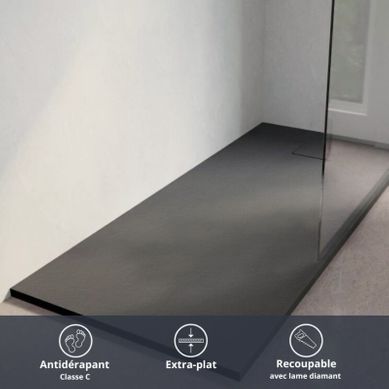 Receveur De Douche 170x80 Cm Extra Plat - Saphir- Gris Anthracite Receveur De Douche 170x80 Cm Extra Plat - Saphir- Gris Anthracite