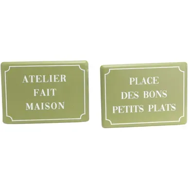 Plaques Décoratives En Métal Cuisine Green (lot De 2) Plaques Décoratives En Métal Cuisine Green (lot De 2)