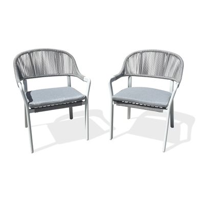 Lot De 2 Fauteuils De Jardin - Blanc - Abella Lot De 2 Fauteuils De Jardin - Blanc - Abella