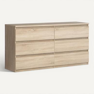 Grande Commode 2x3 Tiroirs Décor Chêne Clair Texturé - Benny Grande Commode 2x3 Tiroirs Décor Chêne Clair Texturé - Benny