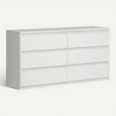 Grande Commode 2x3 Tiroirs Blanc Mat - Benny