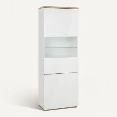Vitrine Réversible Décor Chêne Texturé Et Blanc Laqué - Veronica Vitrine Réversible Décor Chêne Texturé Et Blanc Laqué - Veronica