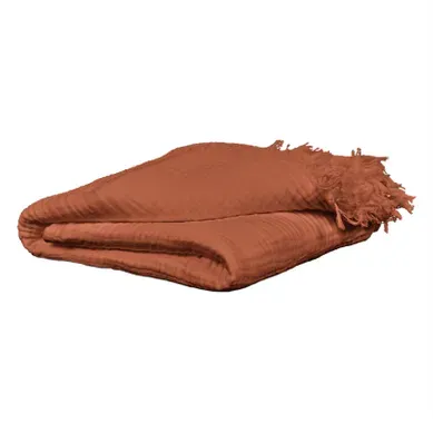 Plaid 130 X 160 Cm En Quadruple Gaze De Coton Terracotta - Pepa 1 Plaid 130 X 160 Cm En Quadruple Gaze De Coton Terracotta - Pepa 1