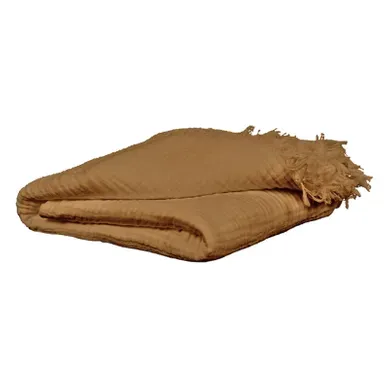 Plaid 180 X 220 Cm En Quadruple Gaze De Coton Camel - Pepa 2 Plaid 180 X 220 Cm En Quadruple Gaze De Coton Camel - Pepa 2