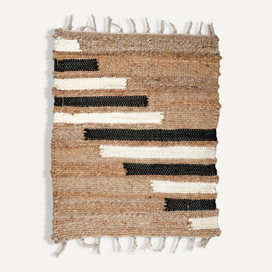 Tapis 160 X 230 Cm Tressé En Jute Avec Motifs Noir Et Blanc – Dune Tapis 160 X 230 Cm Tressé En Jute Avec Motifs Noir Et Blanc – Dune
