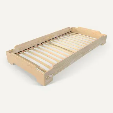 Lit Empilable 80x190 - 1 Place En Bois Massif, Vernis Naturel Lit Empilable 80x190 - 1 Place En Bois Massif, Vernis Naturel