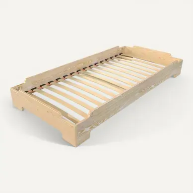 Lit Empilable 80x200 - 1 Place En Bois Massif, Vernis Naturel Lit Empilable 80x200 - 1 Place En Bois Massif, Vernis Naturel