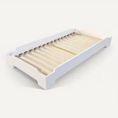 Lit Empilable 90x190 - 1 Place En Bois Massif, Blanc Lit Empilable 90x190 - 1 Place En Bois Massif, Blanc