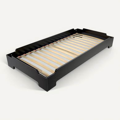 Lit Empilable 90x190 - 1 Place En Bois Massif, Noir Lit Empilable 90x190 - 1 Place En Bois Massif, Noir