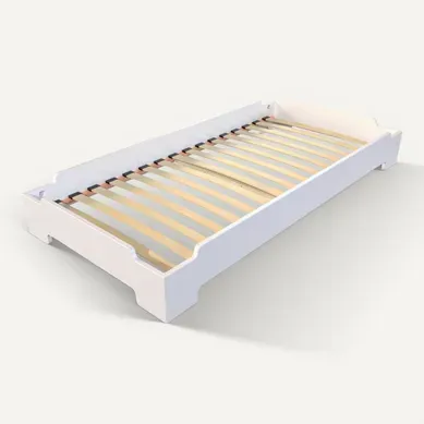 Lit Empilable 90x200 - 1 Place En Bois Massif, Blanc Lit Empilable 90x200 - 1 Place En Bois Massif, Blanc