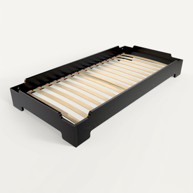 Lit Empilable 90x200 - 1 Place En Bois Massif, Noir Lit Empilable 90x200 - 1 Place En Bois Massif, Noir