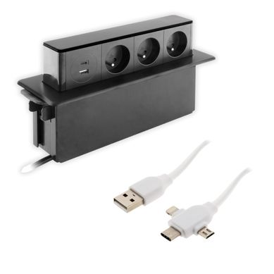 Multiprise Encastrable 16a + Câble USB Universel Quick Charge  - Otio