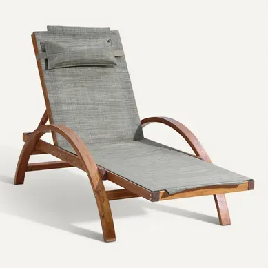 Naari : Transat En Bois Et Toile Pvc Gris Olive