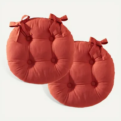 Lot De 2 Galette Rond Rouge Tomette En Coton Lot De 2 Galette Rond Rouge Tomette En Coton