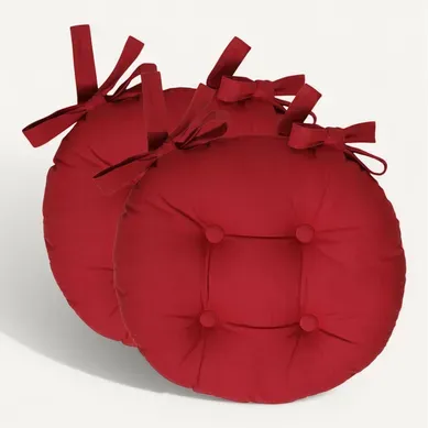 Lot De 2 Galette Rond Rouge Cerise En Coton Lot De 2 Galette Rond Rouge Cerise En Coton