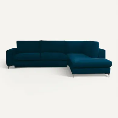 Canapé Angle Droit Fiesole En Velours Bleu - 4 Places
