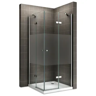 Cabine De Douche Maya H180 120x100cm +receveur Verre Semi-opaque 2 Portes Battantes